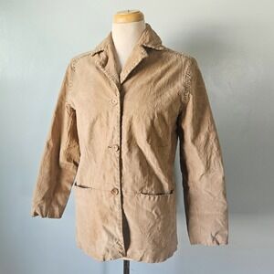 Vtg 90s Y2K Bagatelle Tan Whipstitch Suede Blazer Jacket Boho Western Small